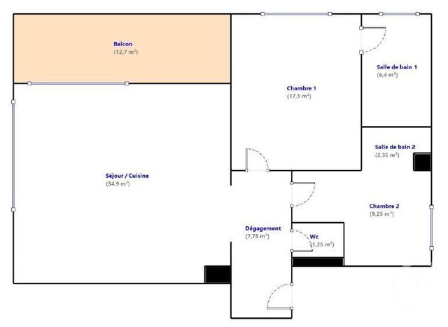 Appartement F3 à vendre - 3 pièces - 79.05 m2 - NICE - 06 - PROVENCE-ALPES-COTE-D-AZUR - Century 21 Cbs Immobilier