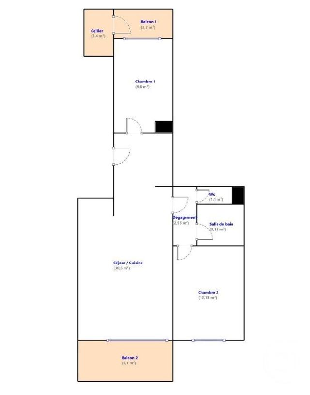 Appartement F3 à vendre - 3 pièces - 59.25 m2 - NICE - 06 - PROVENCE-ALPES-COTE-D-AZUR - Century 21 Cbs Immobilier