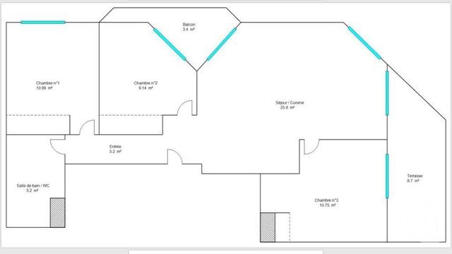 Afficher la photo en grand Appartement F4 à vendre - 4 pièces - 68.0 m2 - NICE - 06 - PROVENCE-ALPES-COTE-D-AZUR - Century 21 Cbs Immobilier